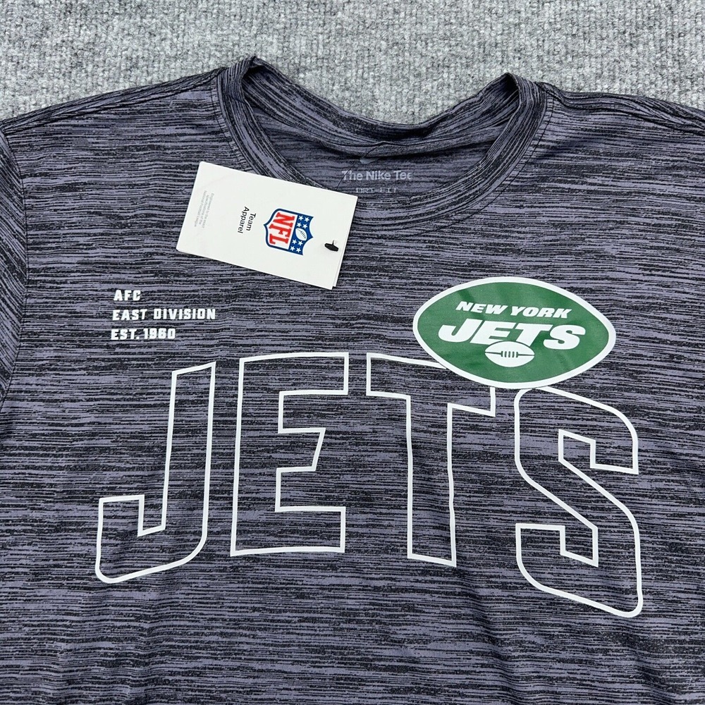 New York Jets Nike T-Shirt Men M Dri-Fit Gray Velocity Arch Performance Pullover - Picture 3 of 10